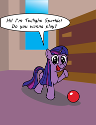 Size: 1280x1657 | Tagged: safe, artist:m_d_quill, derpibooru import, twilight sparkle, ball, filly, playing, solo