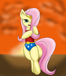 Size: 3500x4000 | Tagged: safe, artist:lordzid, fluttershy, pegasus, pony, parody, solo, wonder woman