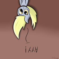 Size: 2000x2000 | Tagged: safe, artist:spenws, derpy hooves, pegasus, pony, cute, derp, female, mare, solo, upside down