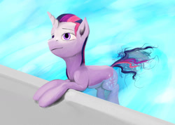 Size: 1856x1322 | Tagged: safe, artist:sharpieboss, derpibooru import, twilight sparkle, swimming, swimming pool, water, wet mane