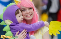 Size: 960x613 | Tagged: safe, artist:irisraydiant, fluttershy, spike, human, child, cosplay, irl, irl human, momocon, momocon 2013, photo, target demographic