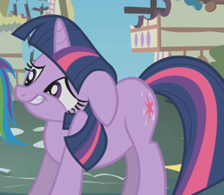 Size: 1019x889 | Tagged: safe, derpibooru import, screencap, twilight sparkle, swarm of the century, cropped, faic, floppy ears, shrug, solo focus