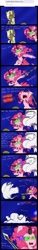 Size: 850x5600 | Tagged: safe, artist:ichibangravity, king sombra, pinkie pie, oc, earth pony, pony, unicorn, ask, ask king sombra pie, dark magic, fangs, fourth wall, makel blanco, possessed, possession, sombra eyes, sombra horn, sombra pie, sword, triste savoir, tumblr