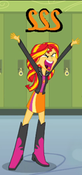 Size: 221x474 | Tagged: safe, sunset shimmer, equestria girls, caption, image macro, meme, solo