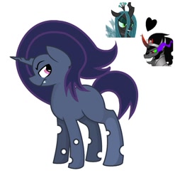 Size: 889x899 | Tagged: safe, artist:bubblepop2085, king sombra, queen chrysalis, changeling, changeling queen, changepony, hybrid, pony, unicorn, chrysombra, female, interspecies offspring, male, offspring, parent:king sombra, parent:queen chrysalis, parents:chrysombra, shipping, straight