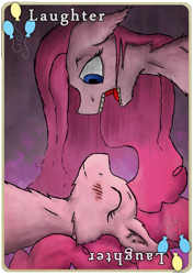 Size: 1240x1748 | Tagged: safe, artist:gaiascope, pinkie pie, earth pony, pony, duality, on back, pinkamena diane pie