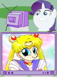 Size: 564x760 | Tagged: safe, rarity, pony, unicorn, exploitable meme, meme, obligatory ponies, obligatory pony, sailor moon, tv meme, twiface, wrong neighborhood