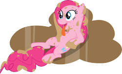 Size: 9841x6000 | Tagged: safe, artist:mactavish1996, pinkie pie, earth pony, pony, the return of harmony, absurd resolution, chocolate milk, chocolate rain, puddle, simple background, solo, tongue out, transparent background, vector, wet mane