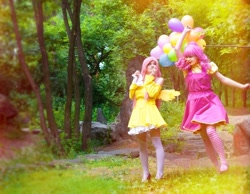 Size: 740x574 | Tagged: safe, artist:amio-mio, fluttershy, pinkie pie, human, cosplay, irl, irl human, photo