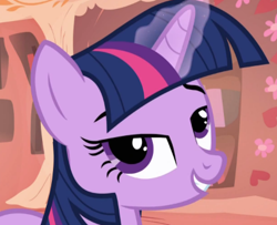 Size: 406x329 | Tagged: safe, derpibooru import, twilight sparkle, pony, unicorn, female, horn, mare, purple coat, purple mane, reaction image, solo