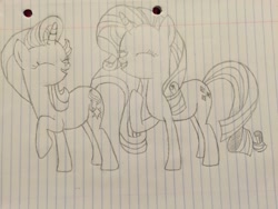 Size: 3264x2448 | Tagged: safe, artist:whobawhats, rarity, starlight glimmer, pony, unicorn, duo, lined paper, traditional art