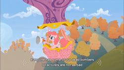 Size: 640x360 | Tagged: safe, screencap, pinkie pie, earth pony, pony, fall weather friends, lol, youtube caption