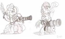 Size: 3164x1896 | Tagged: safe, artist:piterq12, big macintosh, pinkie pie, pony, bipedal, crossover, team fortress 2