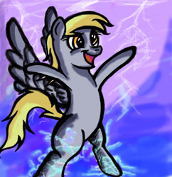 Size: 880x908 | Tagged: safe, artist:meleetheman, derpy hooves, pegasus, pony, bored, female, lightning, mare, overpowered, solo