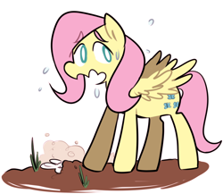 Size: 994x864 | Tagged: safe, artist:ghost, angel bunny, fluttershy, pegasus, pony, rabbit, dead