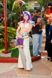 Size: 480x720 | Tagged: safe, artist:blakstarr, rarity, human, anime los angeles, convention, cosplay, irl, irl human, photo, solo, sword