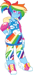 Size: 1480x3345 | Tagged: safe, artist:mxdeer, derpibooru import, rainbow dash, equestria girls, clothes, converse, fingerless gloves, gloves, hand on hip, leggings, ponytail, shoes, simple background, solo, transparent background