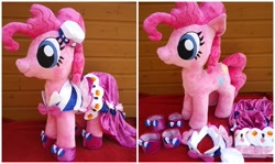 Size: 805x480 | Tagged: safe, artist:arualsti, pinkie pie, clothes, dress, gala dress, irl, life size, photo, plushie