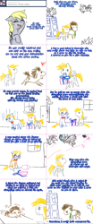 Size: 1562x3760 | Tagged: safe, artist:jitterbugjive, derpy hooves, doctor whooves, queen chrysalis, changeling, changeling queen, pony, clothes, crayon, doctor who, lovestruck derpy, present, sweater, tardis, the master