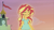 Size: 1280x720 | Tagged: safe, screencap, sunset shimmer, equestria girls, my past is not today, rainbow rocks, beautiful, blouse, canterlot high, clock tower, cloud, eyes closed, feminism, flag, glow, grin, happy, heroic, morning, smiling, solo, summerbetes, sunshine shimmer, tower