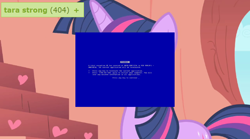 Size: 756x420 | Tagged: safe, derpibooru import, twilight sparkle, 404, blue screen of death, exploitable meme, http status code, meme, solo, tags