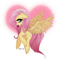 Size: 2048x2189 | Tagged: safe, artist:g-malcott, fluttershy, pegasus, pony, female, heart, mare, solo