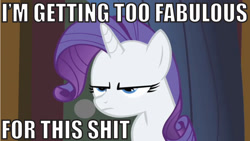 Size: 1992x1121 | Tagged: safe, rarity, pony, unicorn, artifact, caption, image macro, solo, vulgar