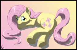 Size: 1024x666 | Tagged: safe, artist:dragmodnotloc, fluttershy, pegasus, pony, female, mare, pink mane, solo, yellow coat