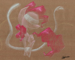 Size: 1280x1024 | Tagged: safe, artist:getchanoodlewet, pinkie pie, earth pony, pony, blindfold, ribbon, solo, traditional art