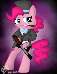 Size: 948x1228 | Tagged: safe, artist:daisy-dictator, pinkie pie, earth pony, pony, female, mare, pink coat, pink mane, solo, winston churchill