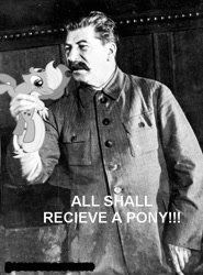 Size: 517x700 | Tagged: safe, applejack, earth pony, human, pony, english, irl, irl human, josef stalin, photo, ponies in real life, text