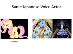 Size: 960x720 | Tagged: safe, fluttershy, pegasus, pony, exploitable meme, flutterguy, gecko moria, japanese, jinbei, katsuhisa hoki, one piece, same voice actor