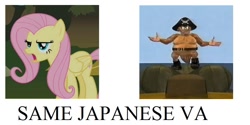 Size: 800x400 | Tagged: safe, edit, edited screencap, screencap, fluttershy, pegasus, pony, bridle gossip, donkey kong, donkey kong country, exploitable meme, flutterguy, japanese, kaptain skurvy, katsuhisa hoki, same voice actor