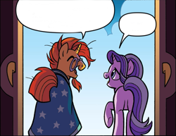 Size: 897x692 | Tagged: safe, artist:brendahickey, idw, starlight glimmer, sunburst, pony, legends of magic, spoiler:comic, spoiler:comiclom4, cropped, template