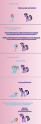 Size: 504x1521 | Tagged: safe, artist:verve, derpibooru import, part of a series, part of a set, rainbow dash, twilight sparkle, twilight sparkle (alicorn), alicorn, genie pony, pegasus, pony, ain't never had friends like us, alternate color palette, blushing, bottle, comic, dizzy, female, genie, gradient background, mare, pixel art, shaking