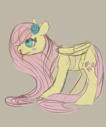 Size: 1500x1800 | Tagged: safe, artist:weepysheep, part of a set, fluttershy, pegasus, pony, blood, flower, flower in hair, nosebleed, sad, solo