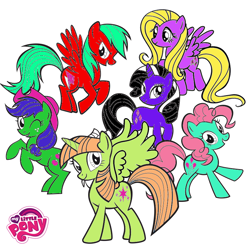 Size: 800x800 | Tagged: safe, derpibooru import, applejack, fluttershy, pinkie pie, rainbow dash, rarity, twilight sparkle, twilight sparkle (alicorn), alicorn, earth pony, pony, colored, female, mane six, mare, recolor