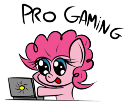 Size: 1000x823 | Tagged: safe, artist:chibi95, pinkie pie, earth pony, pony, animated, computer, laptop computer, solo