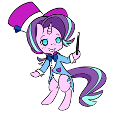 Size: 512x512 | Tagged: safe, artist:grim ponka, starlight glimmer, pony, /mlp/, hat, simple background, solo, wand, white background