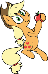 Size: 865x1319 | Tagged: safe, artist:strangiesleepy, applejack, earth pony, pony, apple, obligatory apple, simple background, solo