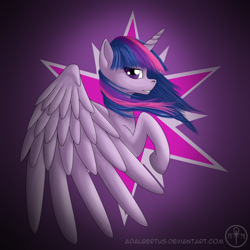 Size: 1200x1200 | Tagged: safe, artist:adalbertus, derpibooru import, twilight sparkle, twilight sparkle (alicorn), alicorn, pony, female, mare, smiling