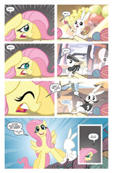 Size: 900x1384 | Tagged: safe, artist:tonyfleecs, idw, angel bunny, fluttershy, pegasus, pony, spoiler:comicm04, beret, clothes, comic, knitting, moustache, pablo picasso, paintbrush, painting, salvador dalí, scarf, surreal