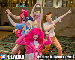 Size: 4320x3456 | Tagged: artist needed, safe, artist:angelskiss2007, artist:pepperbots, artist:risana cosplay, applejack, derpy hooves, fluttershy, pinkie pie, human, anime milwaukee, anime milwaukee 2012, convention, cosplay, irl, irl human, photo