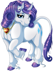 Size: 929x1209 | Tagged: safe, artist:kittehkatbar, rarity, classical unicorn, pony, unicorn, cloven hooves, curved horn, fire ruby, leonine tail, simple background, solo, transparent background, unshorn fetlocks