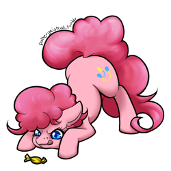 Size: 900x900 | Tagged: safe, artist:poltergeistcat, pinkie pie, earth pony, pony, candy, pixiv, solo