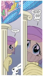 Size: 334x601 | Tagged: safe, idw, angel bunny, fluttershy, pegasus, pony, spoiler:comicm04, clothes, shy, sweater, sweatershy, veil