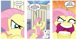 Size: 1007x529 | Tagged: safe, idw, angel bunny, fluttershy, pegasus, pony, spoiler:comicm04, angry, faic, flutterrage, upset