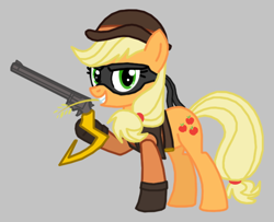 Size: 576x468 | Tagged: safe, artist:death-driver-5000, applejack, earth pony, pony, cosplay, gun, sly cooper, tennessee kid cooper