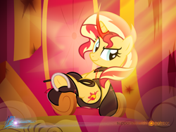 Size: 1000x750 | Tagged: safe, artist:nightmaremoons, sunset shimmer, pony, unicorn, solo, throne