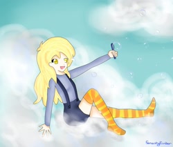 Size: 1903x1625 | Tagged: safe, artist:fantasyfinder, derpy hooves, human, bubble, bubble wand, humanized, light skin, solo